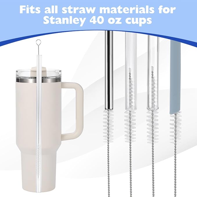 [8 Pcs] Straw Cleaner Brush for Stanley - Reusable Extra Long Straw Cleaner for Stanley Simple Modern 40 30 20 oz Tumbler Cups,Water Bottle,Sippy Cup,Pipes,Stanley Cup Accessories
