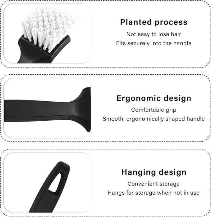 Car Carpet Cleaning Brush, Wheel Hub Scrub Brush Floor Mat Cleaning Brush with Stiff Bristle, Tire Carpet Srubber Upholstery Detailing Brush for Car Interior Home Cleaning (White)
