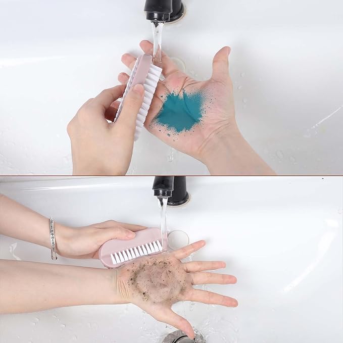 Nail Brushes for Cleaning, 2 Pcs Nail Brush Cleaner Scrubber, 2 Sided Hand Finger Nails Scrub Brushes for Cleaning, Soft Stiff Bristles Fingernail Cleaner, Nails Scrubber for Travel Kids Women Men