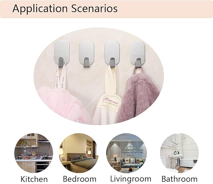 Small Self Adhesive Hooks for Hanging Heavy Duty Stick On Hooks for Wall Sticky Hooks, Pack of 10