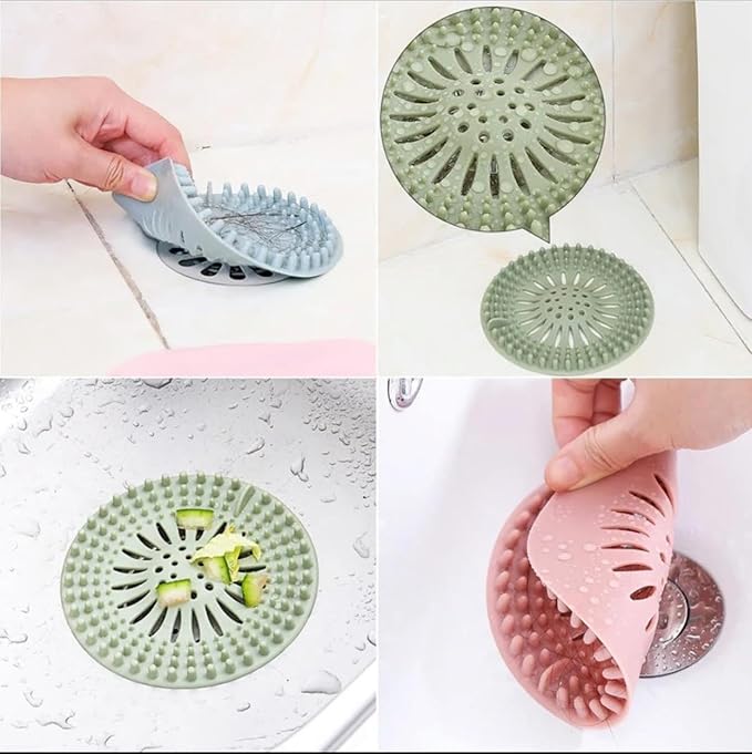 Hair Catcher and Drain Protector for Sink, Bath Tub, Shower, Laundry & Kitchen Thermo Plastic for Longer Life 5 Pack Easy to Use Great Colors