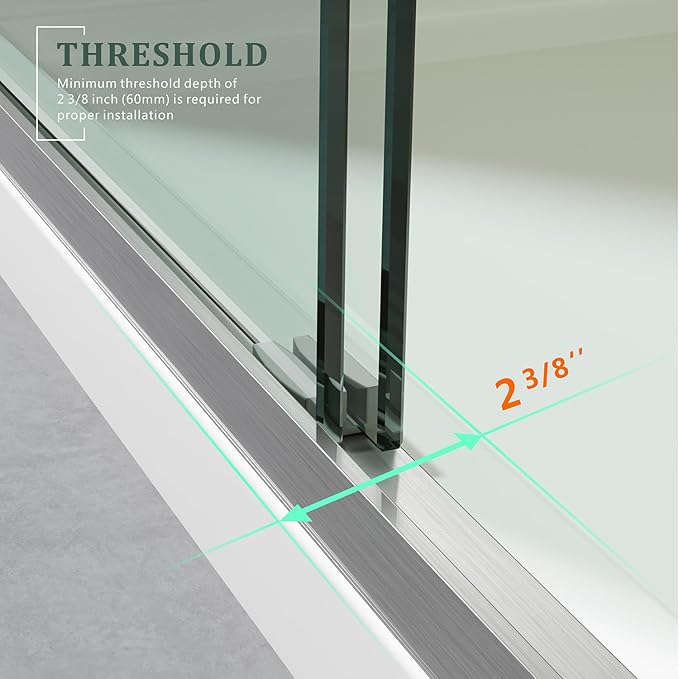 Satin Nickel 56-60'' W x 62'' H Bypass Sliding Bathtub Glass Shower Doors,Semi-Frameless Tub Shower Doors with 1/4 in. Clear Tempered Glass,Silver Stainless Steel Handles for Towel