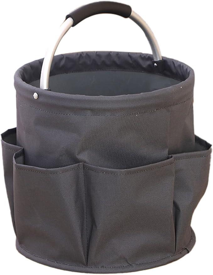 Professional Cleaning Caddy Organizer - 11" Wearable Cleaning Supply Bag with Adjustable Shoulder Strap & Handle - Housekeeper Essentials Organizer for Detailing Tools & Supplies (Grey)