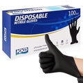 KKD Gloves Disposable Latex Free & Powder Free, 100 Count 5.5 Mil Black Nitrile Gloves for Cleaning, Food Handling, Cooking, Industrial Use, Medium