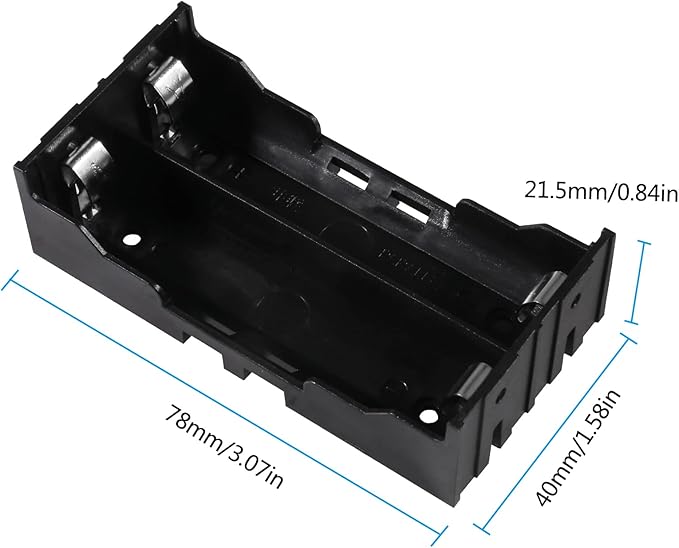 6pcs 18650 Battery Case Holder 2 Slots X 3.7V 18650 Battery Storage Box, in Parallel Black Plastic Batteries Clip Box with Pin for DIY Parallel or Series Circuit PCB Projects