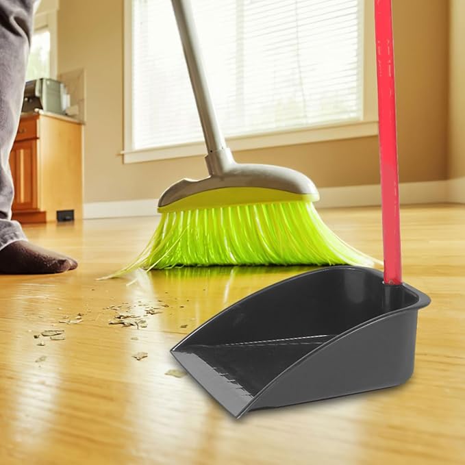 EXCEART Household Dustpan with Long Handle Upright Plastic Garbage Shovel for Easy Cleaning Large Capacity Dust Pan for Home Office Balcony Garage and Hotel Use 27.95In