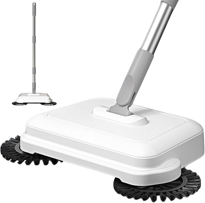 Push Sweeper Floor Sweeper, 2-in-1 360° Rotating Hand Push Sweeper, High Efficient Carpet Sweeper with Long Handle, Hanging Manual Vacuum Sweeper for Home Office