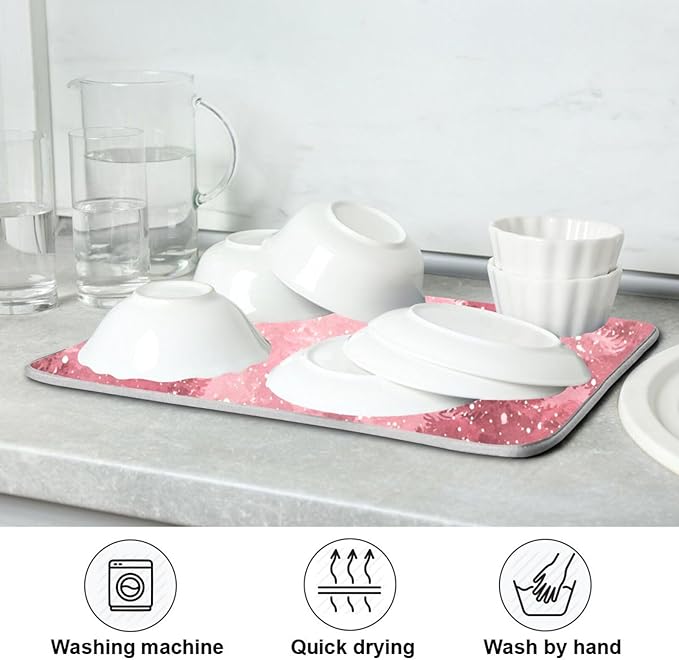 Christmas Forest with Snow Falling Santa Dish Drying Mat for Kitchen Counter Super Absorbent Drying Mat 18x24 inch Large Dish Drying Matts for Countertop Protector Dishes Pad