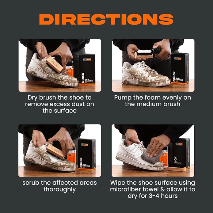 SNEAKARE Shoe Cleaning Kit with 100ml/3.4 Oz Cleaner, Brush & Towel Complete Kit For Sneakers, Nubuck, Suede & Leather