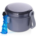 Denture Case, Leak Proof Denture Bath Cup for Travel, Denture Container Cups for Soaking Full & Partial Dentures, Retainers, Denture Cleaning Kit Holder Box with Denture Cleaner Brush-Grey