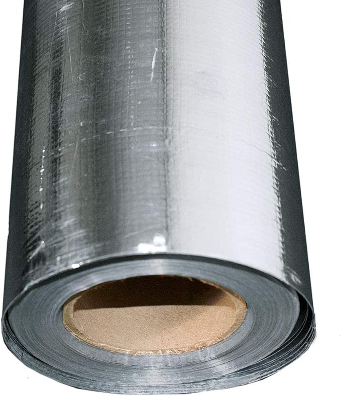 US Energy Products 250 sqft (4ft x 62.5ft) Aluminum Foil Barrier Insulation Sauna Non Perforated Solid 8 Mil Reinforced Aluminum Vapor Barrier.