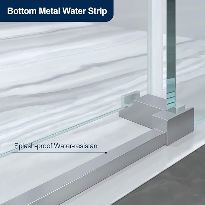 56-60" x 74" Double Sliding Shower Door,Frameless Shower Enclosure 5/16" (8mm) Clear Tempered Glass,Stainless Steel Circular Guide Rail, Brushed Nickel Finished