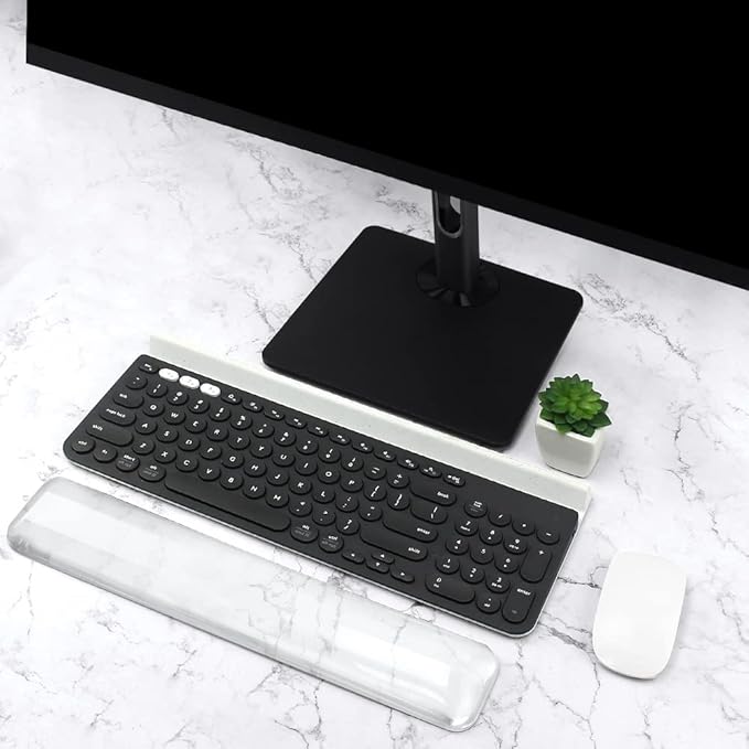 Soft Keyboard Wrist Rest Pad 14.37IN Comfortable Cool Silicone Cushion Typing Hand Pain Relief Support Pad with Gel-Filled for MacBook Magic Keyboard Other Keyboards Office & Home (Clear)