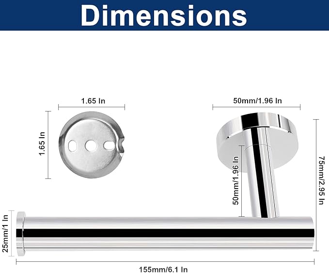 NearMoon Bathroom Toilet Paper Holder, Premium SUS304 Stainless Steel Rustproof Wall Mounted Toilet Roll Holder for Bathroom, Kitchen (2 Pack, Chrome Finish)