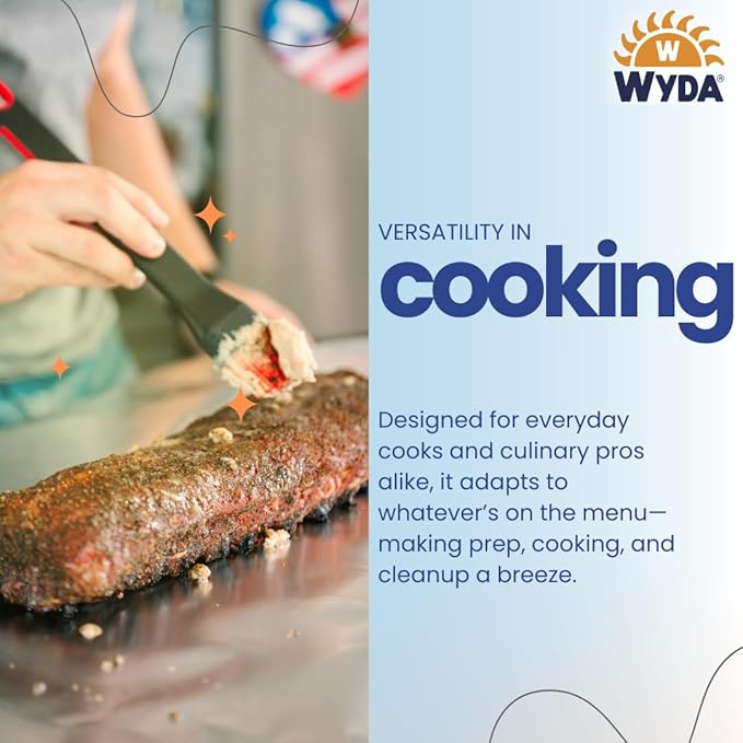 Wyda Heavy Duty Aluminum Foil – 150 Sq Ft (50 Yd x 12 In) |Strong Food-Grade with Built-In Cutter for Baking, Grilling, Cooking & Food Storage | Oven & Freezer Safe, Recyclable