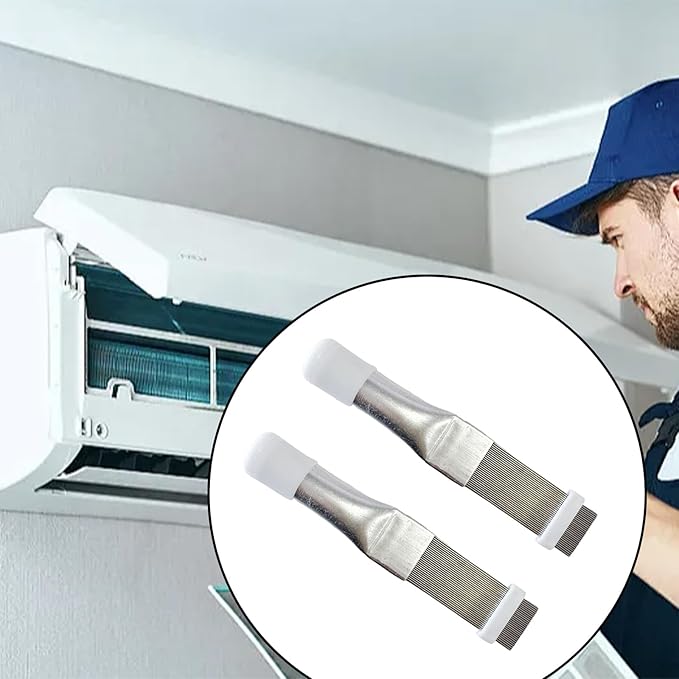 4-Pack AC Fin Comb Straightener – Air Conditioner Cleaner Tool for Condenser & Evaporator Coils, Includes Coil Brush for AC Unit Maintenance & Radiator Cleaning
