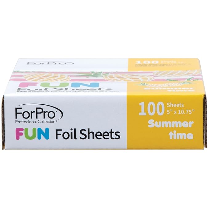 ForPro FUN Summertime 5" Foil Sheets, Aluminum Hair Foils for Color Application and Highlighting Services, Food Safe, Pop-Up Dispenser, 5” W x 10.75” L, 100-Count