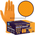 Inspire Heavy Duty Orange Nitrile Gloves | ULTRA 8 Mil Diamond Textured Grip | Industrial Mechanic Disposable Cleaning Gloves