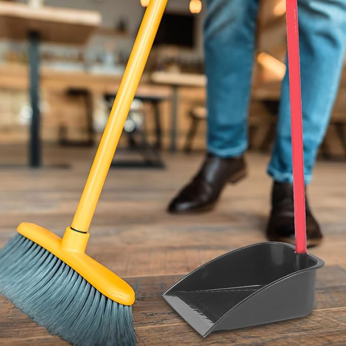 EXCEART Household Dustpan with Long Handle Upright Plastic Garbage Shovel for Easy Cleaning Large Capacity Dust Pan for Home Office Balcony Garage and Hotel Use 27.95In