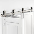 60'' Bi-Fold Sliding Barn Door Hardware Track Kit for Four 14'' Doors,Side Mount Installation,Heavy Duty Roller,Smoothly and Quietly - Brushed Nickel(Doors Not Included)