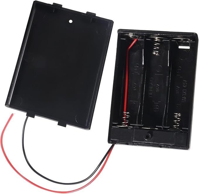4 Pieces 3 Slots 1.5V AA Battery Case Holder Battery Spring Clip Storage Box with Wire and On/Off Switch