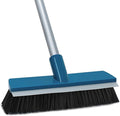 Stiff Bristle Deck Brushes for Scrubbing Heavy Duty with Rubber Scrape Squeegee, 55” Long Handle Scrub Brush for Bathroom Shower Carpet Outdoor Floor Cleaning (Head Size: 10.8”)