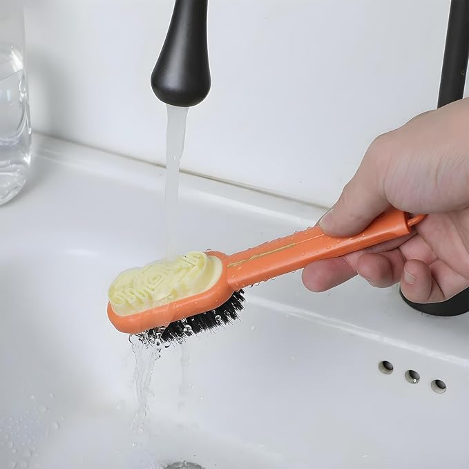 2-in-1 Suede Shoes Brush Rubber Polish Eraser Lazy Shoe Brushes All-Round Cleaning Tool Orange Shoe Brush and Eraser with Soft Bristles for Suede Nubuck Shoes Bag Jacket Boots Cleaning