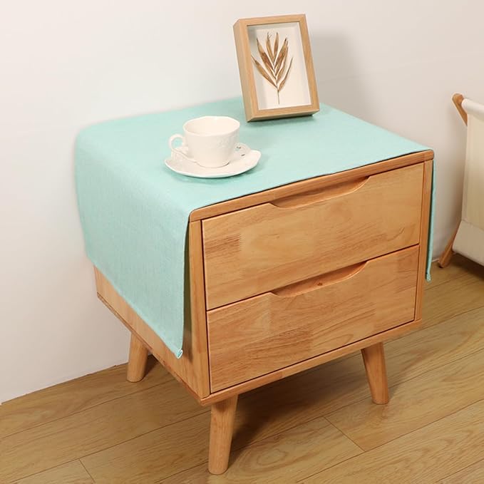 Small Bedside Tablecloth Table Dustcover End Tabletop Home Decoration Fabric Tablecloth Nightstand Table Covering Doilies for Furniture Décor (16×35inch) Light Green