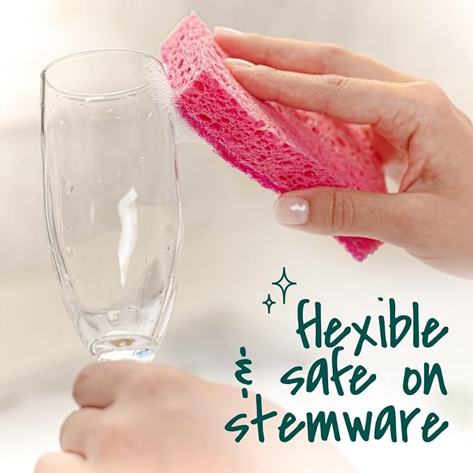 Scotch-Brite Delicate Care Scrub Sponges, 6 Count (2 Packs of 3) – Non-Scratch Cleaning for Glassware, Non-Stick Cookware