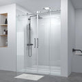 56-60" x 74" Double Sliding Shower Door,Frameless Shower Enclosure 5/16" (8mm) Clear Tempered Glass,Stainless Steel Circular Guide Rail, Brushed Nickel Finished