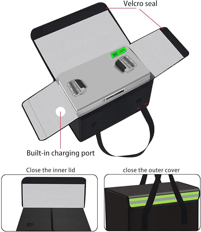 Lipo Battery Safe Bag Large Capatity Fireproof Bag for Ebike Lipo Battery Other Batteries Storage Charging Transport Home Office Travel Safe Storage Pouch