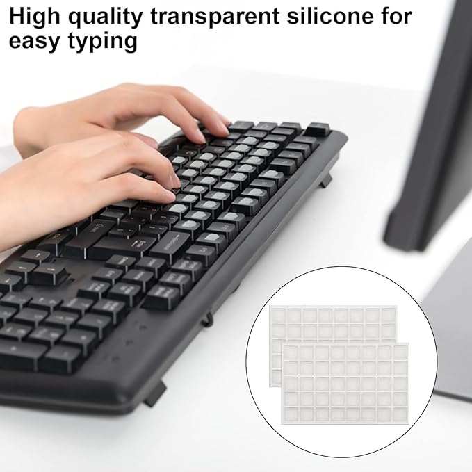 80 Pcs Raised Keyboard Stickers with cleaning brush for Nail-Art Typing, Adhesive Keycap Riser Cover for Long Nails Protection for Numeric Keypad, Square,Keyboard Bubbles for Long Nails,Square