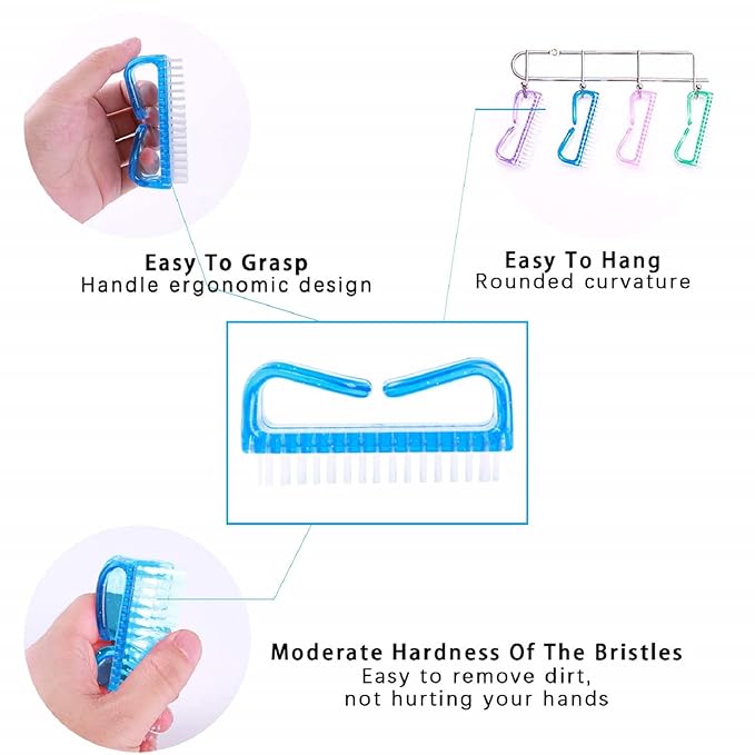 6 Pack Handle Grip Nail Cleaning Brush, Fingernail Brush Cleaner Scrub Brush Kit for Toes Shower and Women & Men & Pets (Color B)