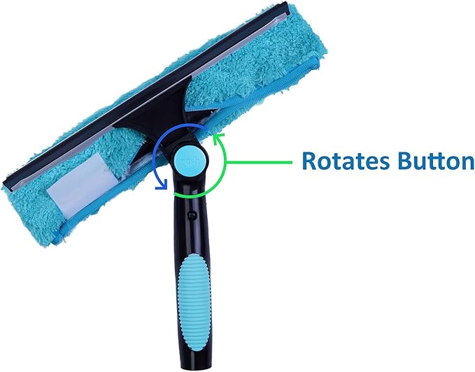 11" Window Squeegee and Microfiber Scrubber 2-in-1 Combo Cleaning Tools (Attachement Only) (2)
