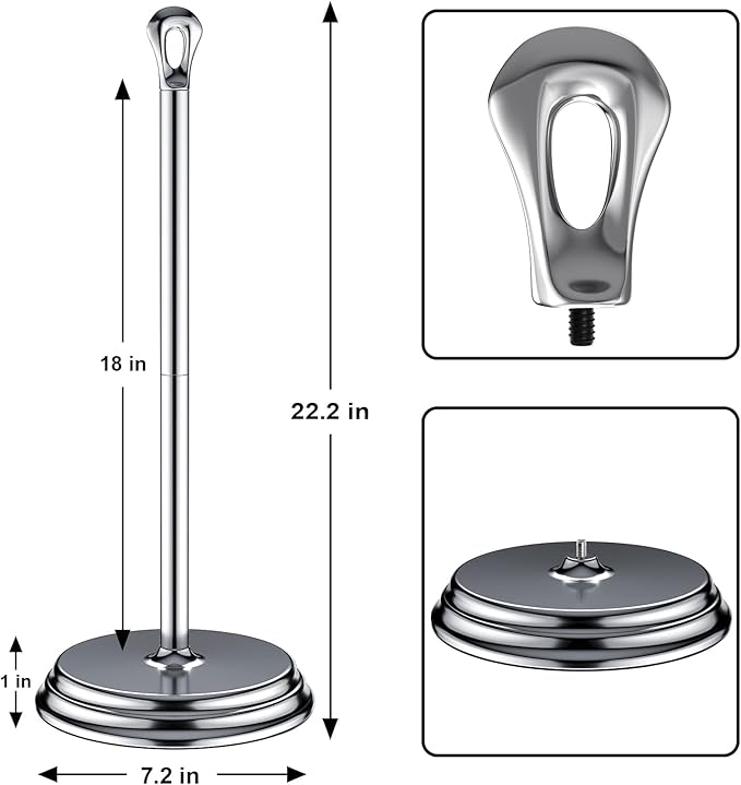 Toilet Paper Holder with Rustproof, Metal Free Standing Toilet Paper Stand Storage for Bathroom, Tissue Paper Roll Holder for Bathroom Accessories (Polished Chrome)