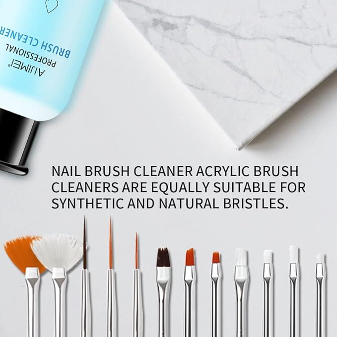AIJIMEI Brush Cleaner for Nail Brush Fast Cleaning Nail Brush Cleaner Easy To Use For Salons And Home Use Acrylic Nail Brush Cleaner Nail Art Brushes Cleaner, Paint Nail Brush Cleaner 2FL OZ