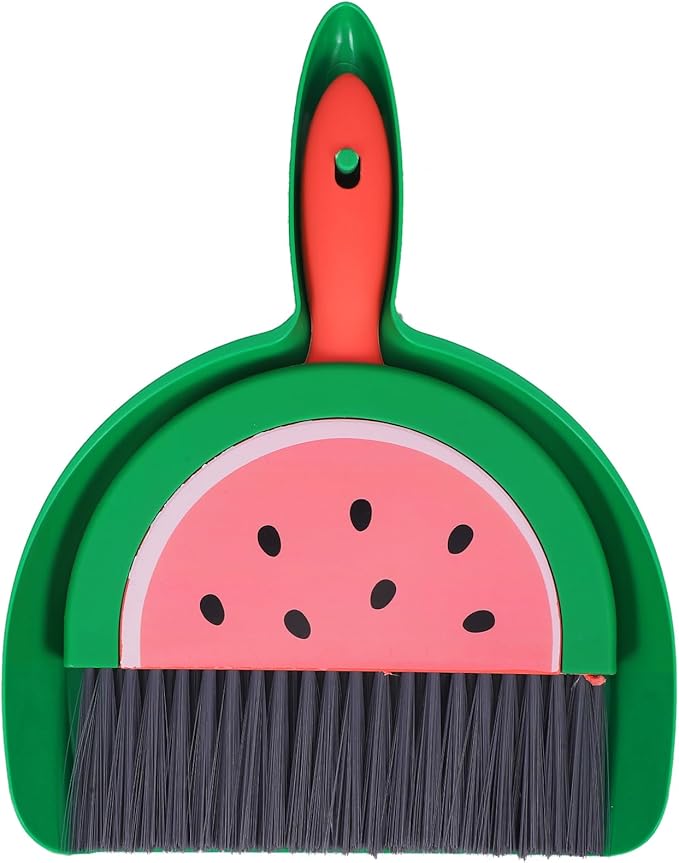 VOSAREA Small Dustpan and Brush Set Watermelon Mini Dustpan and Brush Whisk Broom and Dust Pan Tiny Cleaning Broom Mini Hand Broom for Table Desk Keyboard Pet Nest