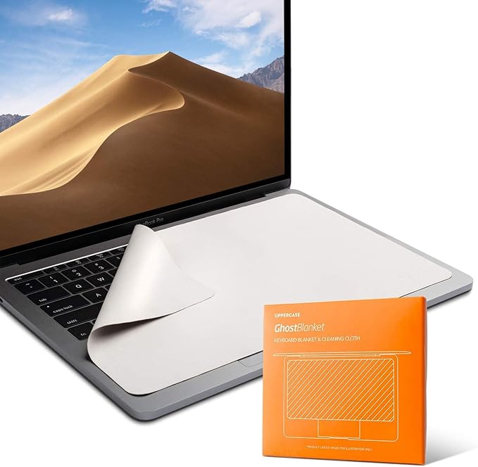 UPPERCASE GhostBlanket Screen Keyboard Imprint Protection Microfiber Liner and Cleaning Cloth 13" Compatible with MacBook Pro 13" 14" and MacBook Air 13" 15"