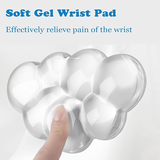 Gel Cloud Mouse Wrist Rest, Ergonomic Wrist Support and Arm Support Keyboard Rest for Typing Pain Relief，Suitable for Office/Computer/Laptop/Gaming (Transparent Mouse White)
