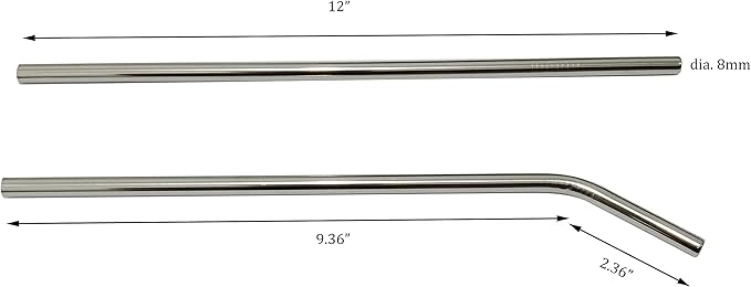Stainless Steel Straws, 4pcs 12" Ultra Long 0.3" Wide Reusable Metal Drinking Straws with Cleaning Brush for 40oz 64oz Tall Tumblers