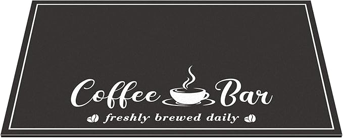 Absorbent Coffee Mat, Fashion Dish Drying Mat for Kitchen Counter Coffee Bar Accessories Espresso Machine Dish Rack 12" x 20" Black