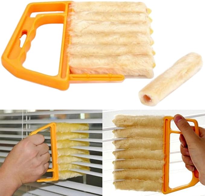 AKOAK Microfibre Blind Blade Cleaner Window Conditioner Duster Clean Brush With 7 Slat Handheld Household Kitchen Cleaning Tools for Awnings,Siding,Vinyl,Car,Fan