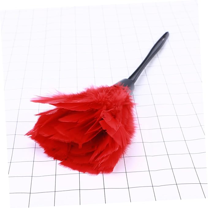 Red Turkey Plumage Duster Tool with Non-Slip Handle Soft Large Microfiber Head for Dust Control Ceiling Fans Blinds Furniture and Corners Expandable Cleaning Sweep