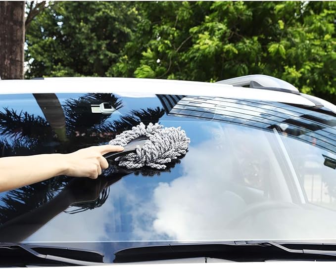 MoKo Car Duster, 2 Pack Super Soft Microfiber Dash Duster Detail Brush Set Interior Exterior Cleaning Dusting and Washing Tool for Car Motorcycle Automotive Dashboard Air Vents - Gray