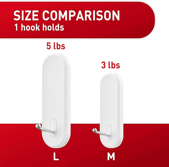 Command Large Wire Hooks, Holds up to 5 lb, 4 Hooks and 8 Strips, Damage-Free Hanging Wall Hook with Adhesive Strips, No Tools Great for Hanging, Organization and Storage