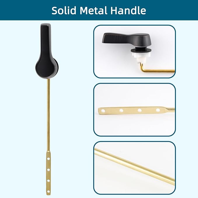 Hygie Rinse Metal Toilet Handle Lever Flush Replacement, Universal Front Mount Toilet Handle with Stainless Steel Flapper Chains, Toilet Repair Kit, Oil Rubbed Bronze