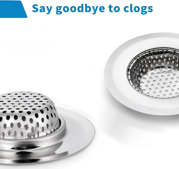 2 Pack Bathtub Drain Strainer, 2.75" Top / 1.75" Basket Stainless Steel Drain Hair Catcher, Perfect for Bathroom Sink Bathtub Vanity Sink Basin Shower Room Balcony Floor Drain (2)