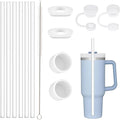 Straw Spill Stopper Cover Accessories for Stanley Cup 40 oz 30 oz Quencher, Tumbler Accessories of 6 Straw Replacement with Cleaning Brush, 4 Leak Sproof Plug, 2 Silicone Cover Cap for Stanley