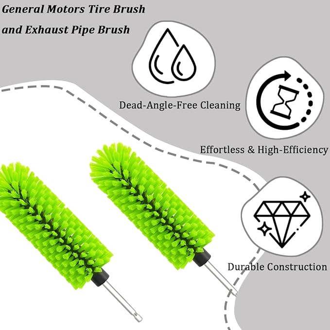 Drill Brush for Car Wheel, Soft No Scratches Vehicle Rim Cleaning Brush for Wheel Rim Engine, Highly Density Automotive Tire Drill Cleaner Tool, Universal for Most Vehicles (Green)