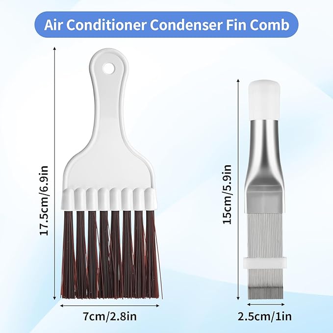 Air Conditioner Condenser Fin Comb, 2 pcs Coil Cleaning Brush, AC Coil Comb Whisk Brush, Evaporator Radiator Refrigerator Repair Tool